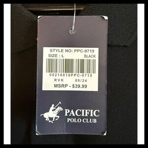 NWT Pacific Polo Club Black Short Sleeve Size L